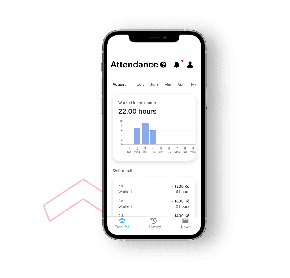 Attendance tracking in the Advanto app