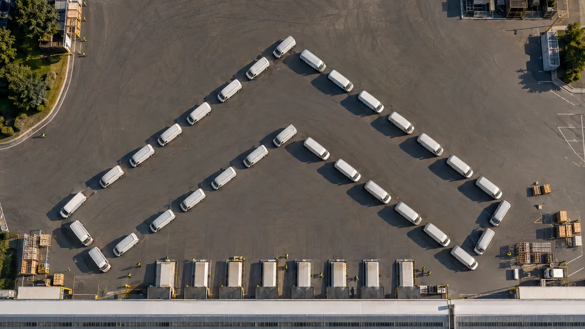 Moveto's fleet of courier vans from a bird's-eye view